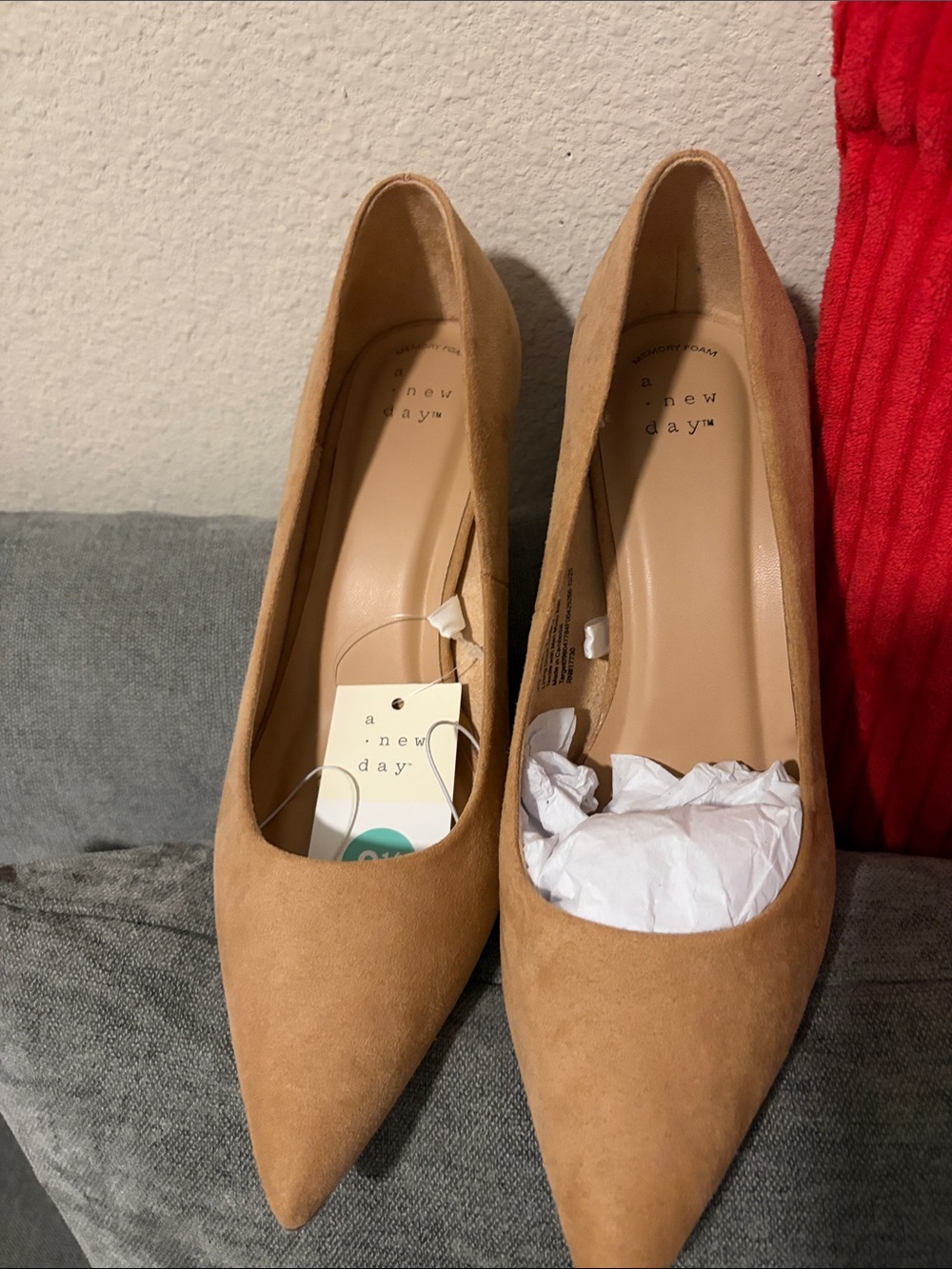 a new day Tan Pointed Toe Suede Pumps